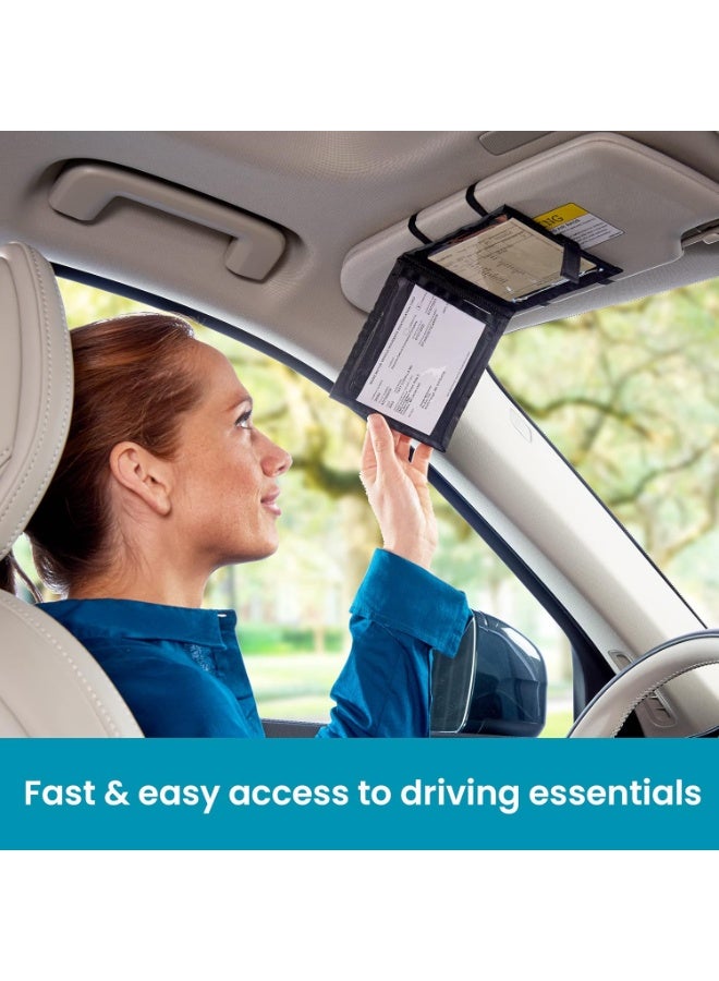 High Road Car Registration and Insurance Card Holder for Sun Visor, Glove Box or Console with 2 Clear Hidden Car Document Pockets - Image 4